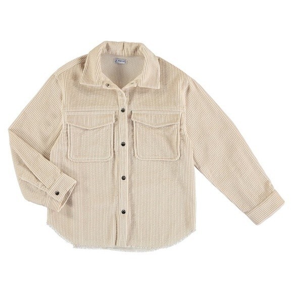 Girls Mayoral Corduroy Cream Overshirt Shacket 100% Cotton - Size 8 - EUC - Picture 1 of 6